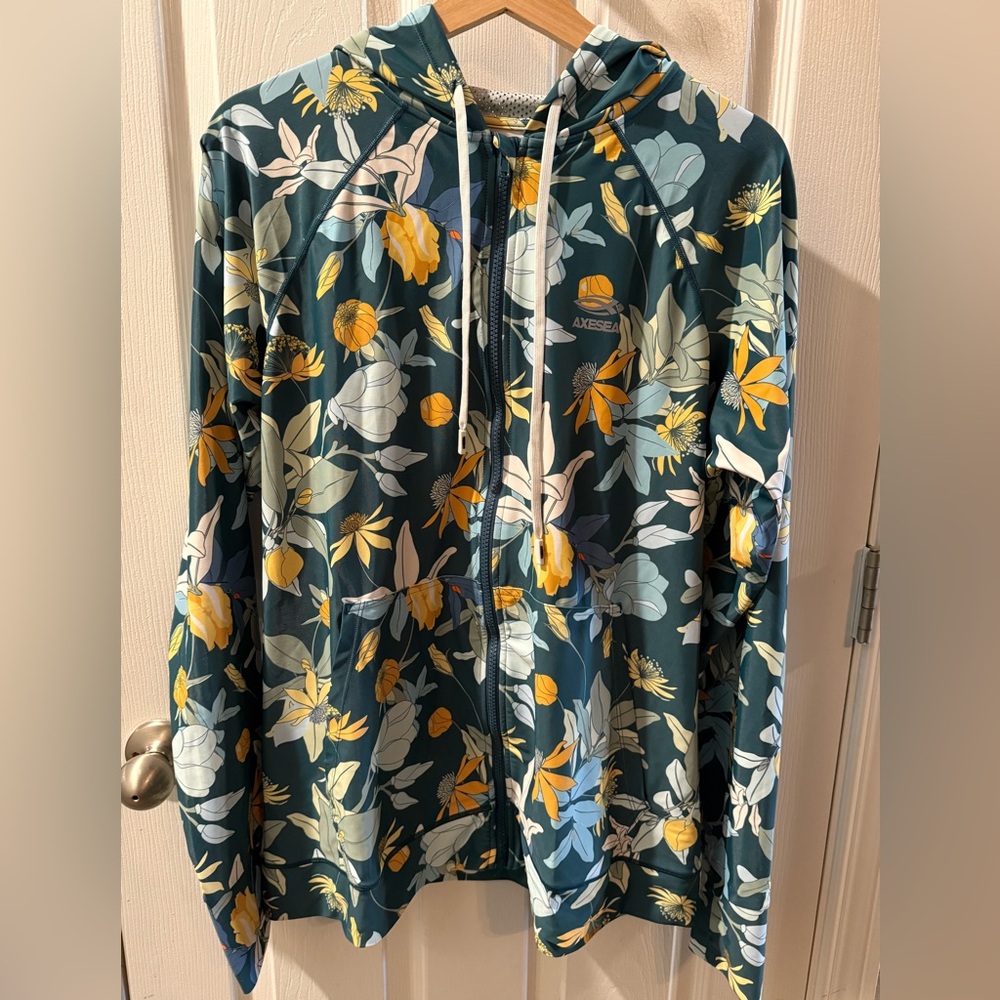 AXESEA Floral Zip-Up UPF Swim Hoodie